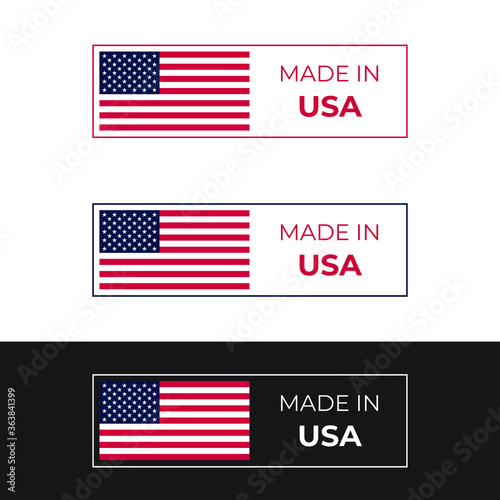 Made in USA label vector illustration design as symbol of American patriotism inspired by red, white, and blue flag, ideal for business and product banner