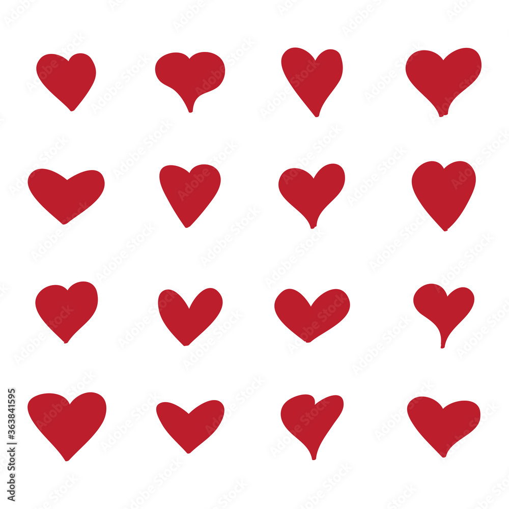 Red heart vector shape. Love icons set isolated on white background. Collection of flat heart icons for web site, love symbol, icon shape,greeting card and Valentine's day. Vector illustration concept Red heart vector shape. Love icons set isolated on white background. Collection of flat heart icons for web site, love symbol, icon shape,greeting card and Valentine's day. Vector illustration concept