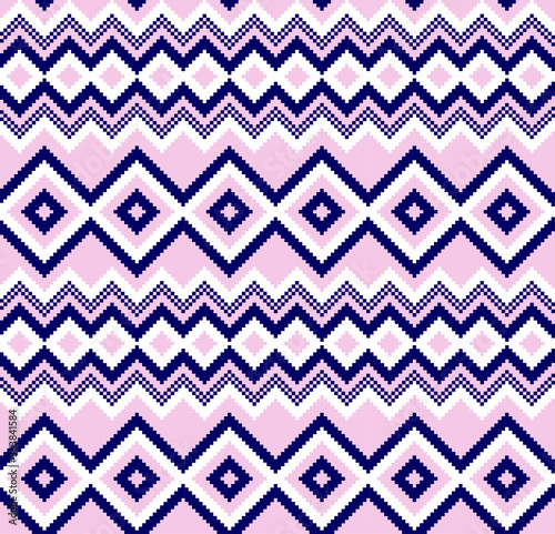 Pink Navy Christmas fair isle pattern background for fashion textiles, knitwear and graphics