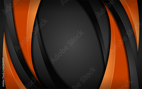 Abstract dynamic orange and black combination background design.