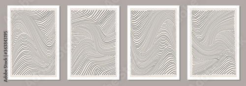 Trendy set of abstract creative minimalist artistic hand drawn line art composition