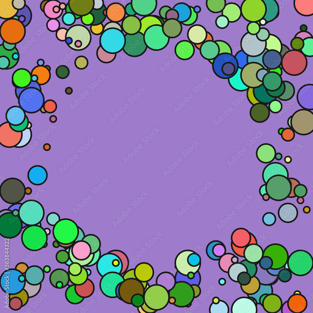 A modern frame with colorful randomly distributed bubbles A modern frame with colorful randomly distributed bubbles