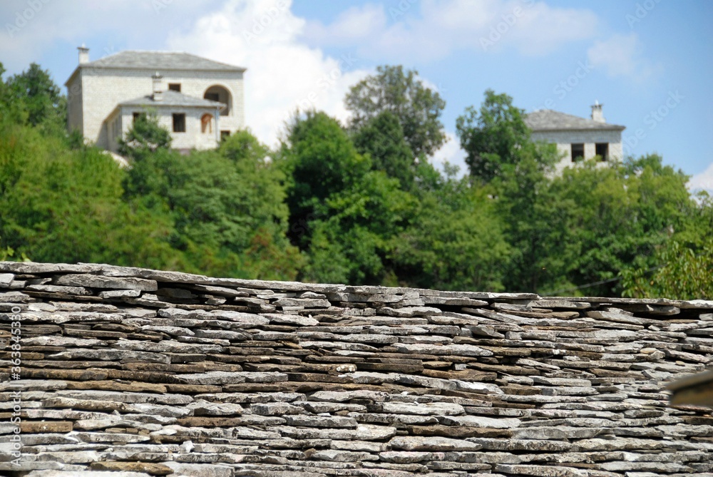 Wall made of stones in the traditional Koukouli village, one of the 45 villages known as Zagoria or Zagorochoria in Epirus region of southwestern Greece. Wall made of stones in the traditional Koukouli village, one of the 45 villages known as Zagoria or Zagorochoria in Epirus region of southwestern Greece.