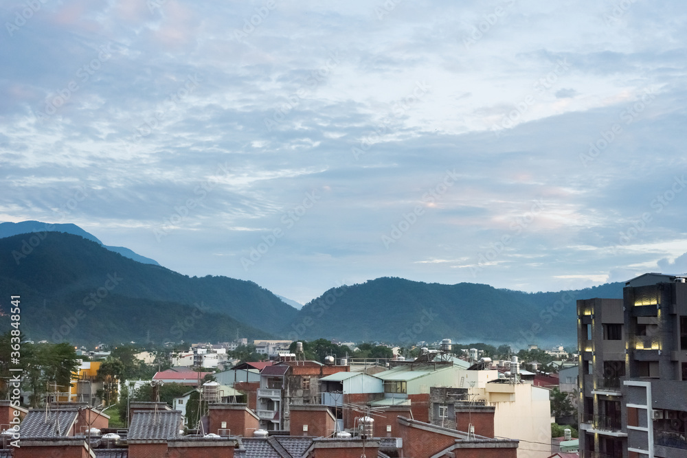 urban scenery with mountains in Puli