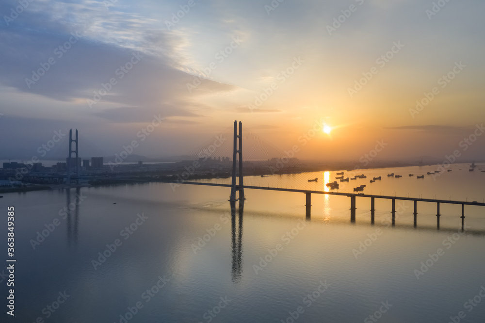 jiujiang second bridge in sunset
