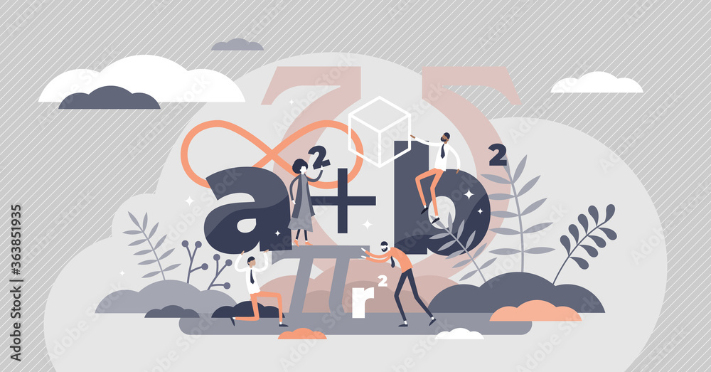 Mathematics study about calculation and algebra science tiny person ...