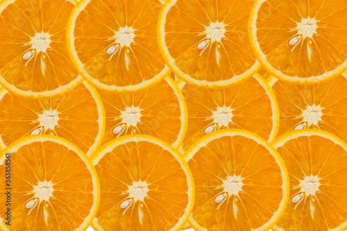 Slice of fresh orange white background