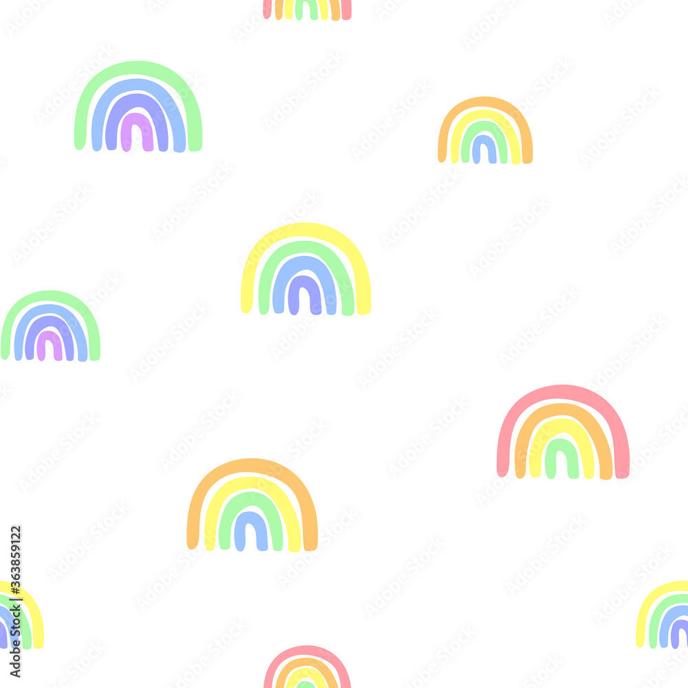 Cute geometric pattern. Hand drawn rainbow doodle vector seamless background in bright colors. Summer design. Cute geometric pattern. Hand drawn rainbow doodle vector seamless background in bright colors. Summer design.