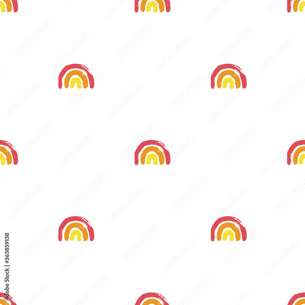 Cute geometric pattern. Hand drawn rainbow doodle vector seamless background in bright colors. Summer design. Cute geometric pattern. Hand drawn rainbow doodle vector seamless background in bright colors. Summer design.