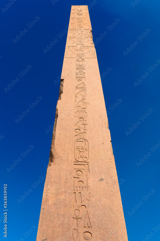 Karnak, Luxor / Egypt - January 13rd, 2015: Obelisk of Thutmoses