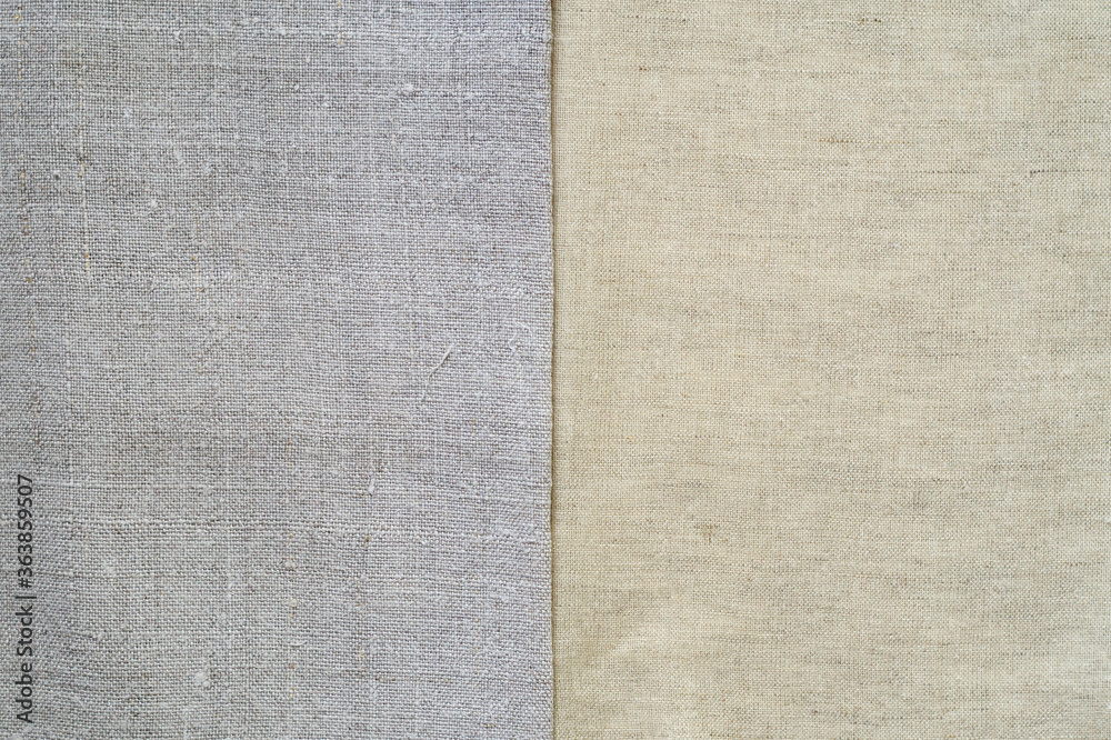 Fototapeta premium Texture of old and modern linen fabric. Homespun and factory textiles