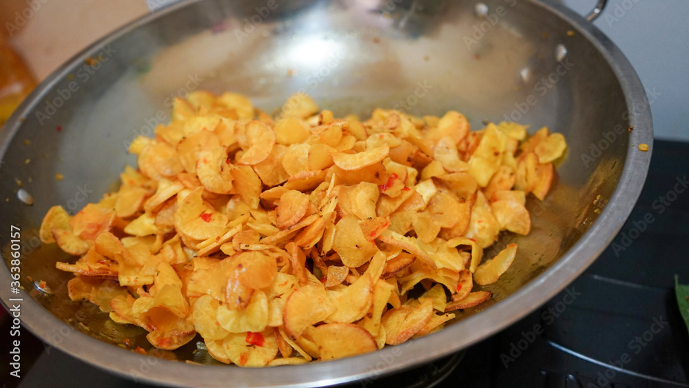 cassava chips close up cassava chips close up