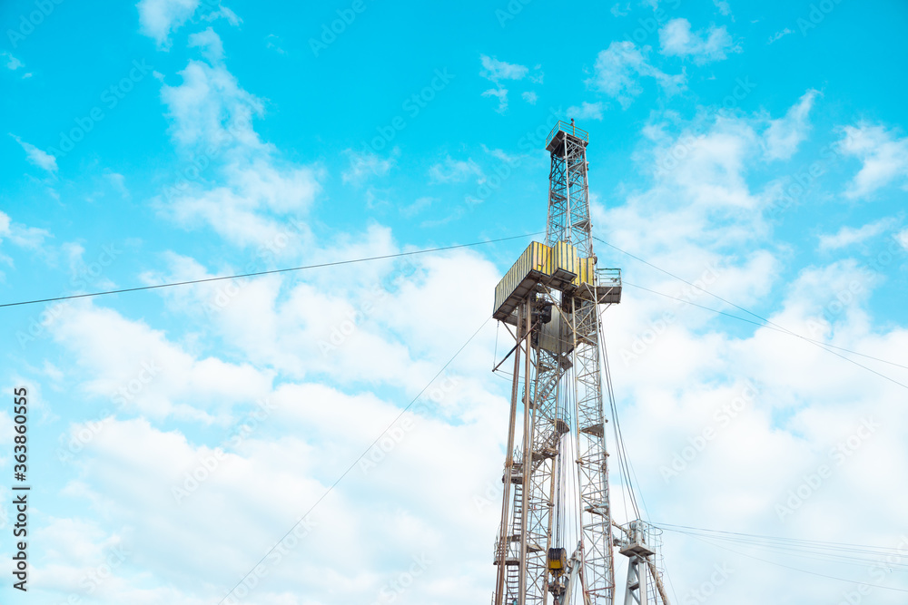 Oil and Gas Drilling Rig. Oil drilling rig operation on the oil platform in oil and gas industry Oil and Gas Drilling Rig. Oil drilling rig operation on the oil platform in oil and gas industry