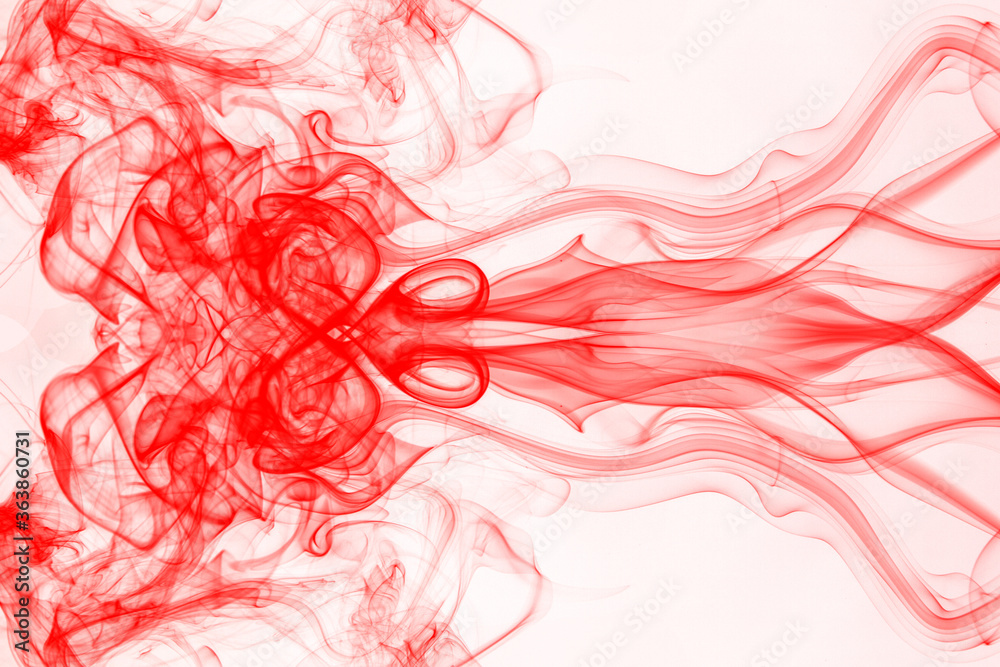 Red smoke on white background, red ink background, movement of red smoke Red smoke on white background, red ink background, movement of red smoke