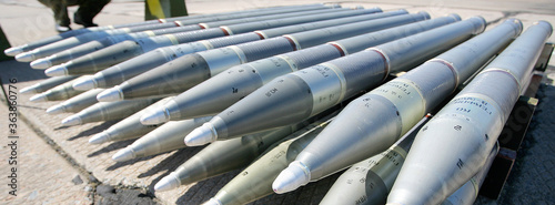 Air strikes, unguided air missiles. Unguided rockets for weapons attack aircraft photo