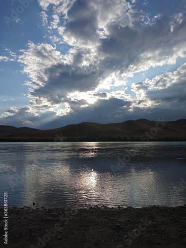 sunset on the Ili River, Kazakhstan