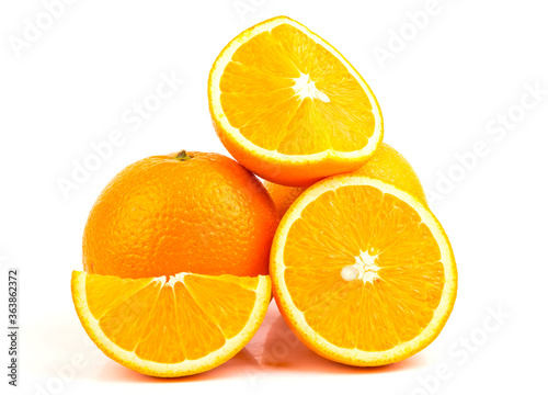 Ripe orange on white background