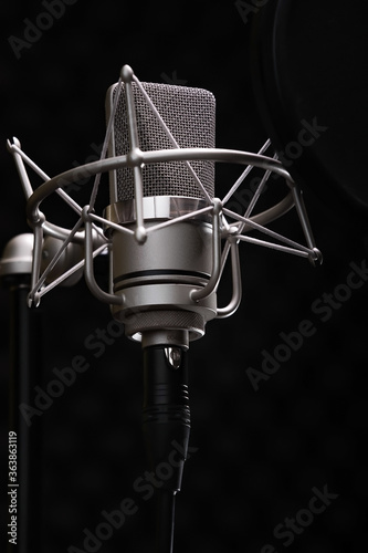 Close-up of a Neumann TLM 102 studio recording microphone photo