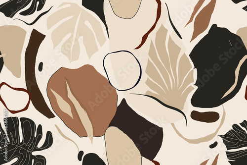 Trendy artistic illustration pattern. Creative collage with shapes. Seamless pattern. Fashionable template for design.