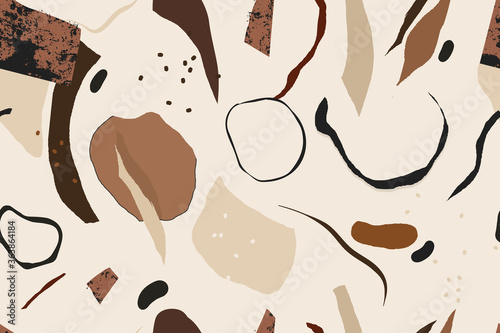 Trendy artistic illustration pattern. Creative collage with shapes. Seamless pattern. Fashionable template for design.
