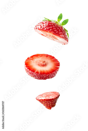 Sliced Strawberries on White Isolated Background