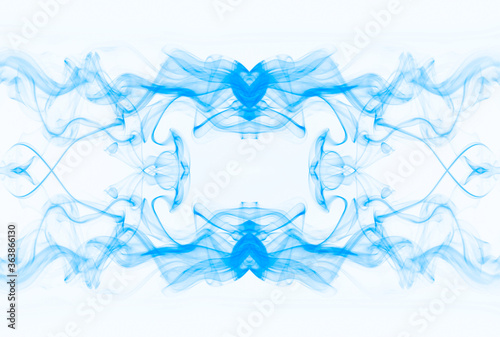 Blue smoke on white background