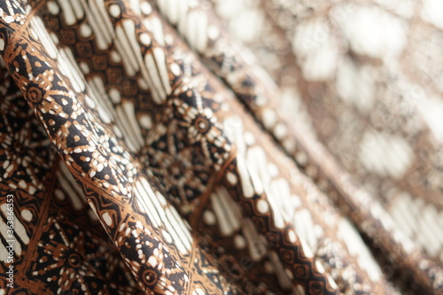 Batik Indonesian with various pattern. Batik is made either by drawing dots and lines.