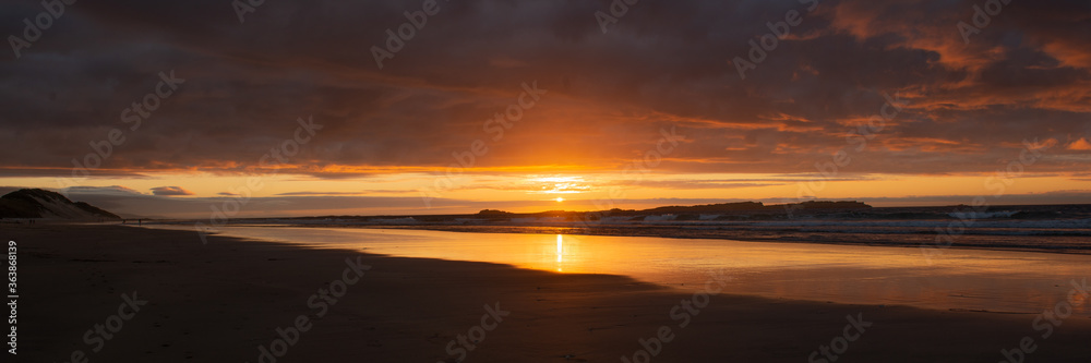 Sunset on the beach at White Rocks, Causeway Coast, Northern Ireland