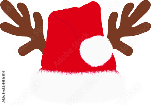 red santa hat with deer horns
