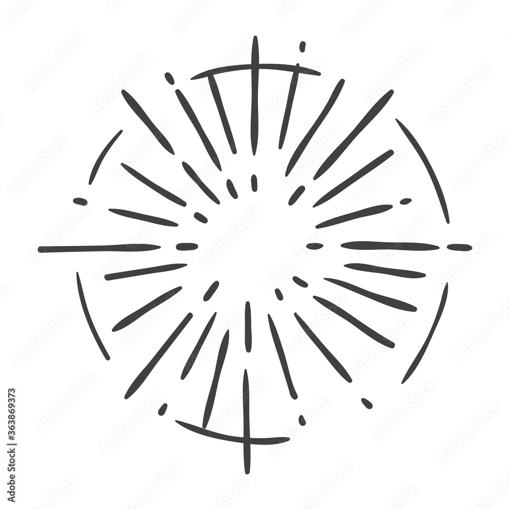 Obraz premium sun burst doodle isolated on white