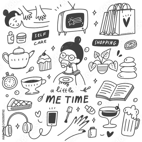 Me time concept doodle illustration