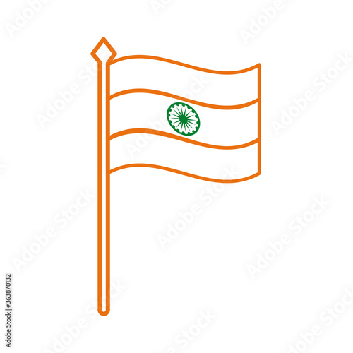 Independece day india celebration flag line style icon