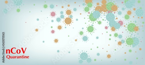 nCoV Quarantine Vector Banner. Virus Protection Flat Corona Web Page. 