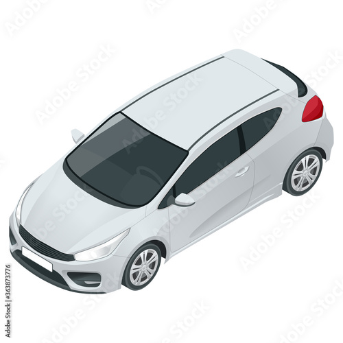 Car vector template on white background. Compact crossover, CUV, 3-door station wagon car. Template isolated. View isometric