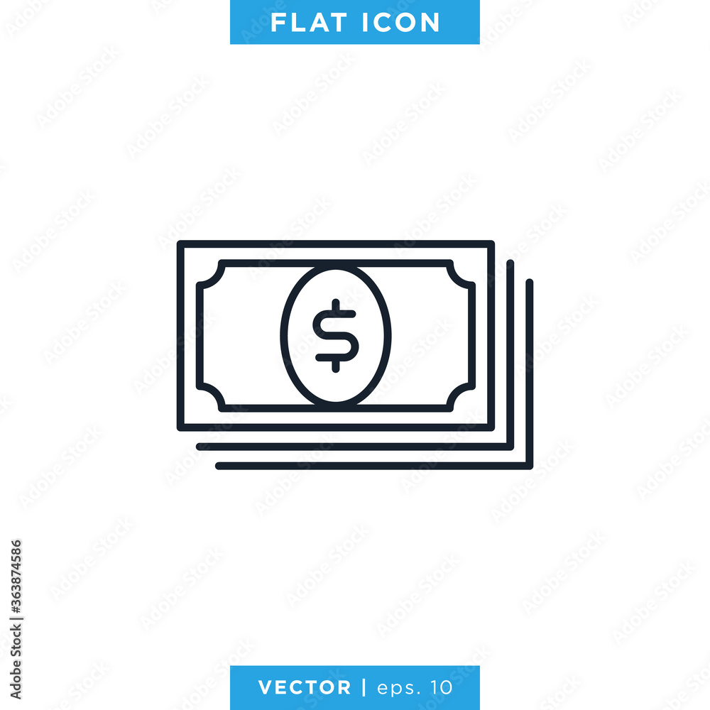 Money Icon Vector Logo Design Template. Trendy Style With Editable Stroke Money Icon Vector Logo Design Template. Trendy Style With Editable Stroke
