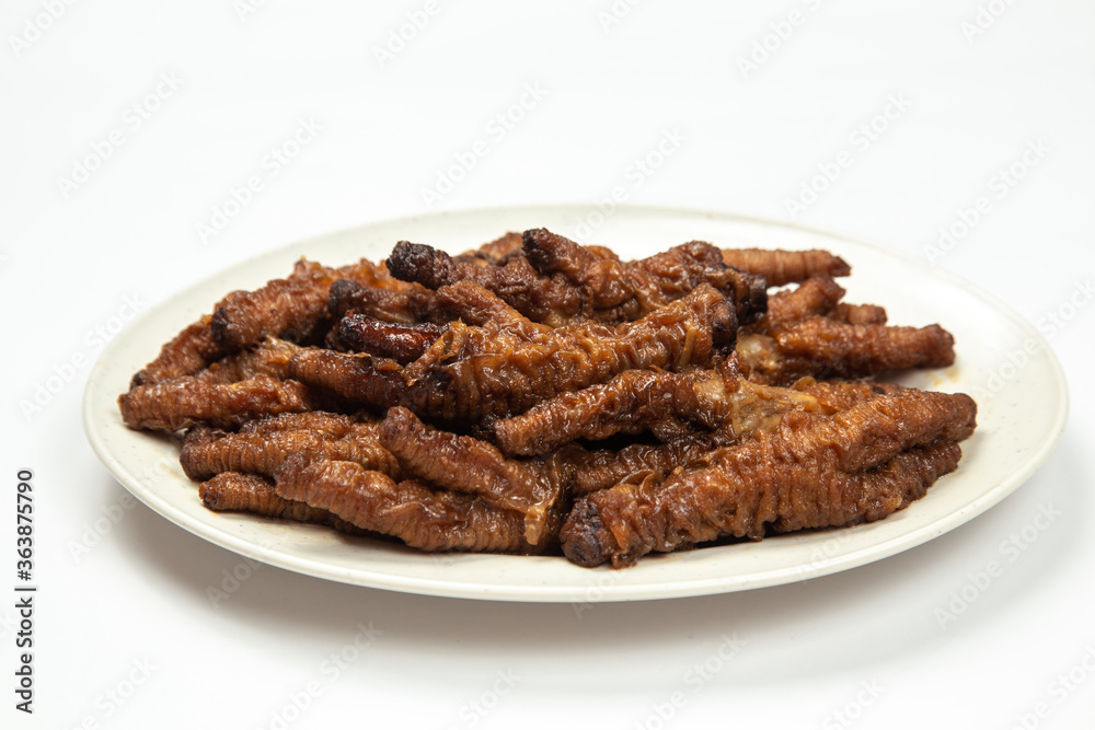 Chinese Cooked Chicken feed or Braised chicken on white background Chinese Cooked Chicken feed or Braised chicken on white background