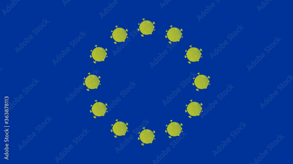 Coronavirus, flag of European Union