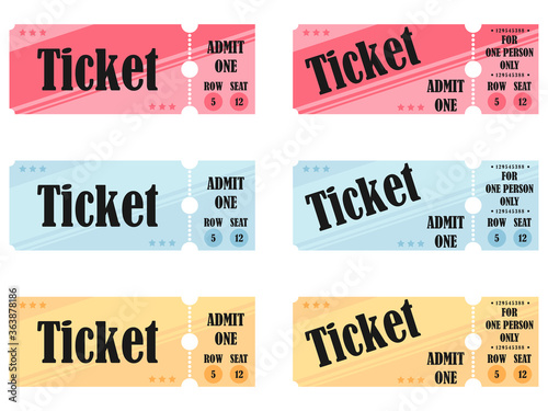 Vintage Retro Tickets set. Vector illustration.