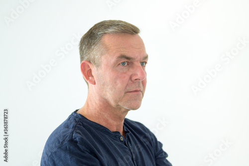 Three-quarter pose of a serious thoughtful man