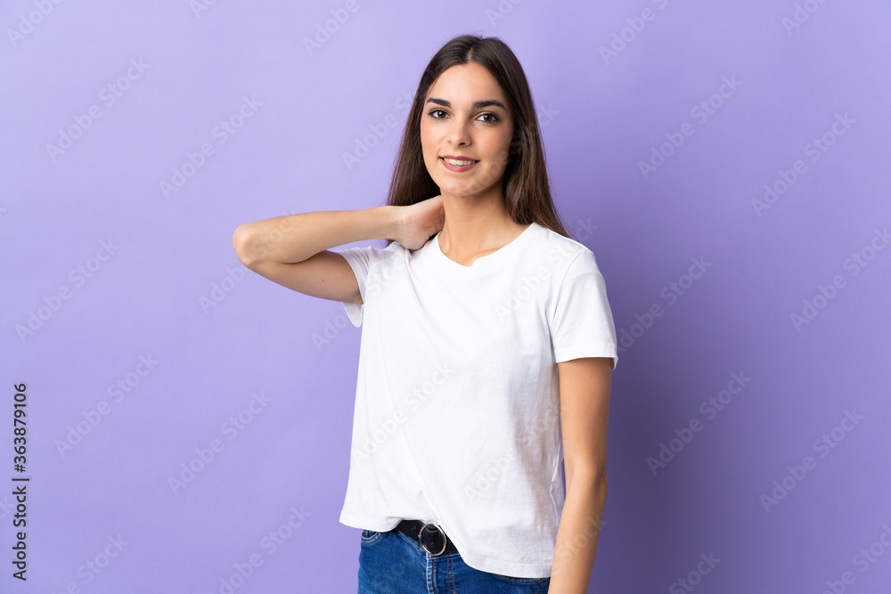Young caucasian woman isolated on blue background laughing Young caucasian woman isolated on blue background laughing