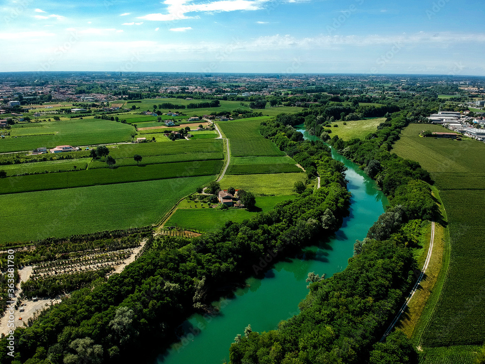 Padua, Italy:  aerial view Brenta river