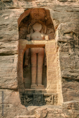 7th century Jain sculptures depicting the Tirthankaras near Gwalior Fort, Gwalior, Madaya Pradesh photo