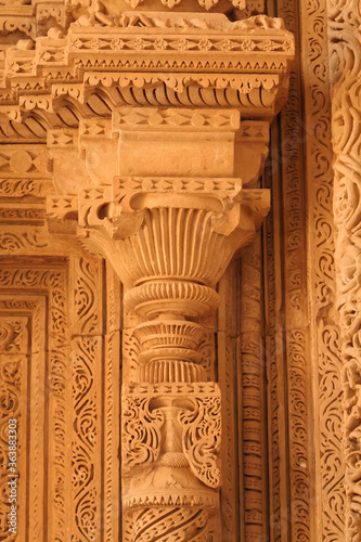 Carving of Sas Bahu Temple, located at inside Gwalior fort, Gwalior, Madhya Pradesh, India. photo