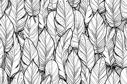 Seamless pattern of hand drawn vector feathers