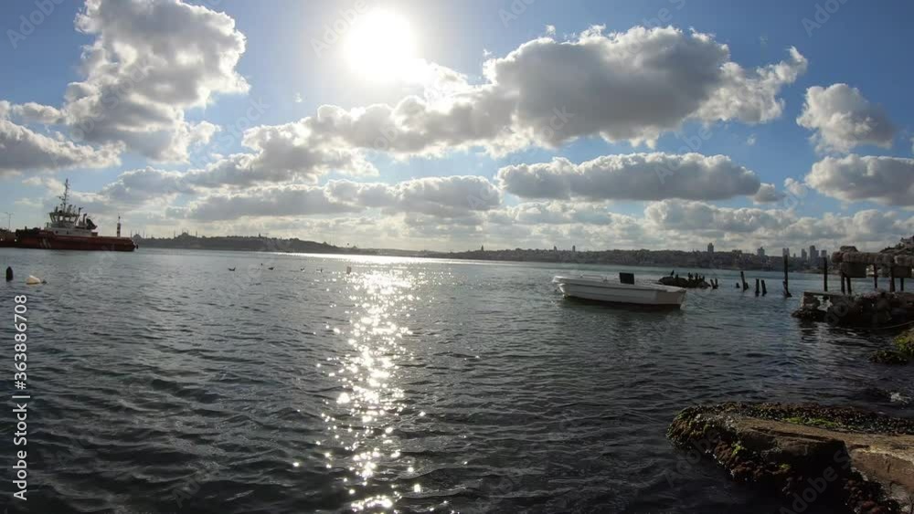 Watching sunset in istanbul, sea, Clouds and sunbeams background Watching sunset in istanbul, sea, Clouds and sunbeams background