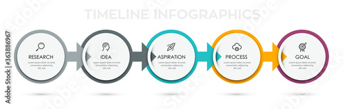 Vector Infographic label design template with icons and 5 options or steps. Can be used for process diagram, presentations, workflow layout, banner, flow chart, info graph.