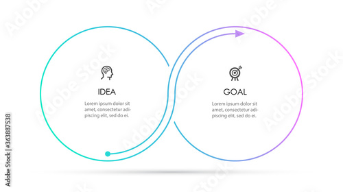 Vector Infographic thin line design with icons and 2 options or steps. Infographics for business concept. Can be used for presentations banner, workflow layout, process diagram, flow chart, info graph