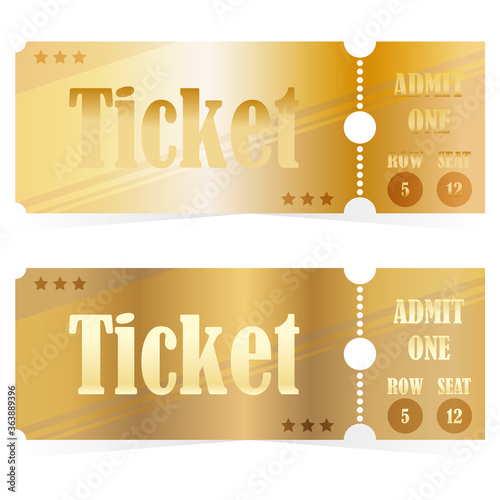 Luxury golden ticket. Vector illustration. 
