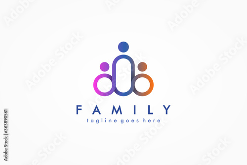 Abstract People Logo. Colorful Rounded Line Linked Human Icon Infinity Style isolated on White Background. Usable for Teamwork and Family Logos. Flat Vector Logo Design Template Element