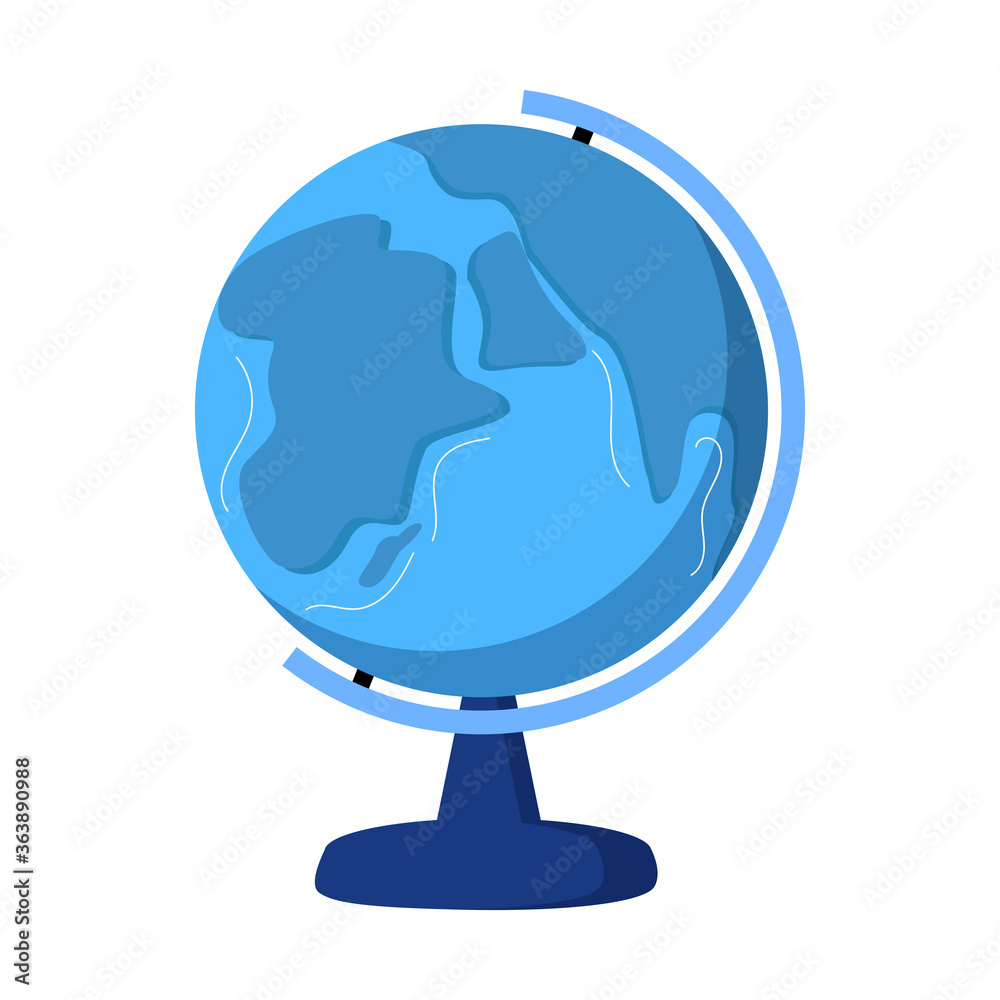 Globe vector illustration. Isolated on white background. Flat drawing style. Back to school Globe vector illustration. Isolated on white background. Flat drawing style. Back to school